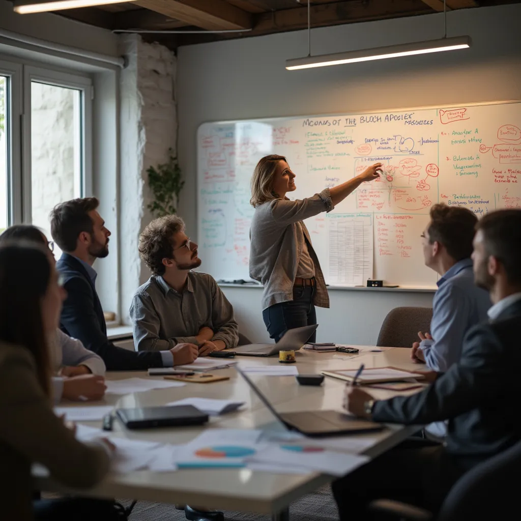 Equipo en sesión de brainstorming